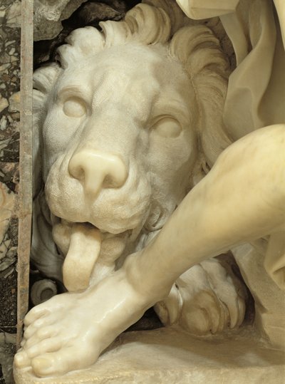 Ein Löwe leckt den Fuß von Daniel (Detail) von Gian Lorenzo Bernini